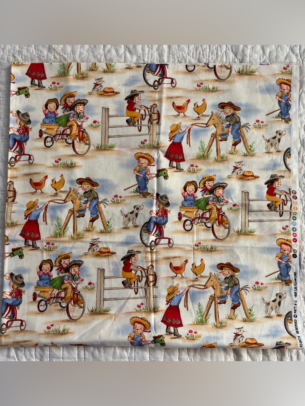 Vintage Michael Miller Lil Cowgirl Cotton Fabric Cowboy Western Kid 1 yd 7” x 44